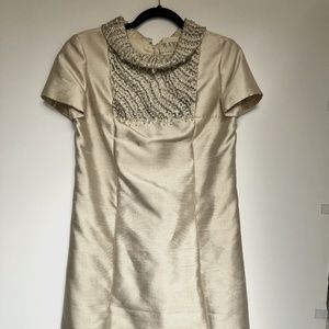 Vintage 60's Beaded top Dress Shannon Rodgers for Jerry Silverman. Champagne. S.